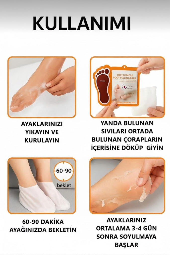 Ölü Derileri Soyan Çorap Tipi Ayak Peeling Maskesi,miracle Foot Peeling